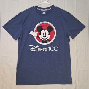 Disney 100 Mickey Mouse Graphic Tee Blue Anniversary Shirt Size L